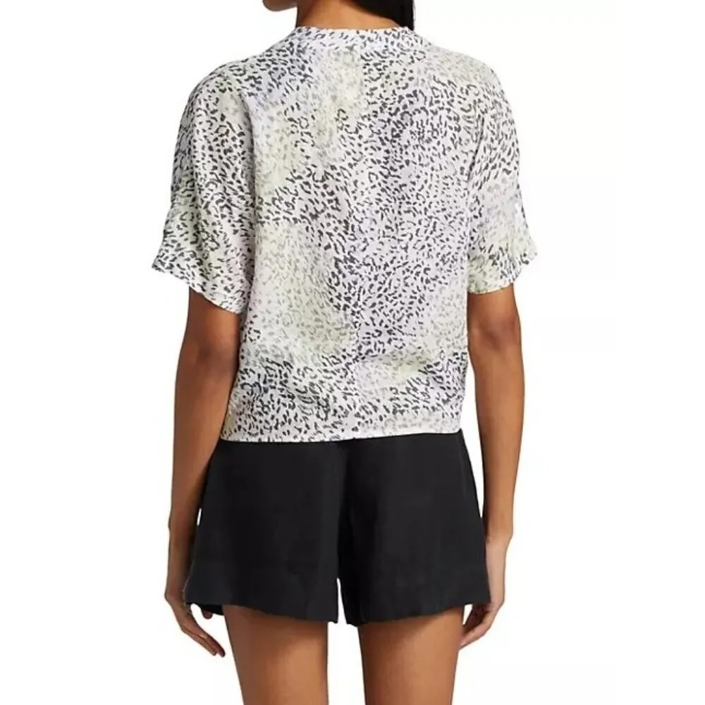 Rails Shirt Women Medium Ivory Linen Blend Thea The Rainbow Cheetah Print Blouse - Image 2