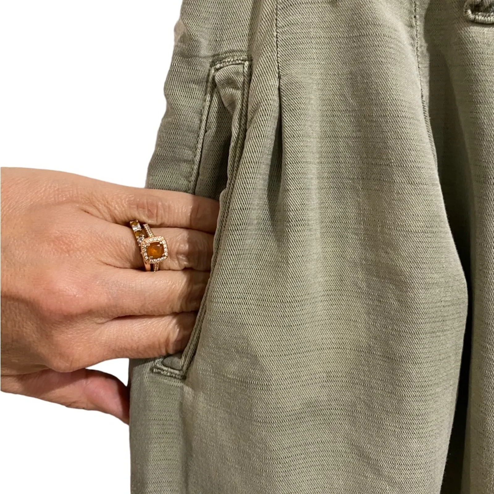 By Anthropologie Green Blythe Wide Leg Crop Pants Sz 8 - Image 7