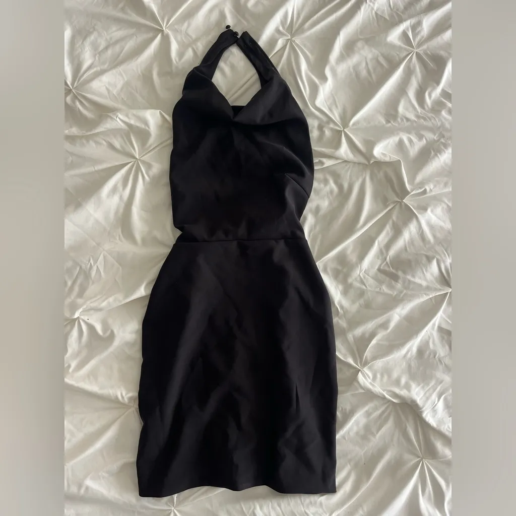 Elegant Black Backless Halter Dress Size XS - Image 2
