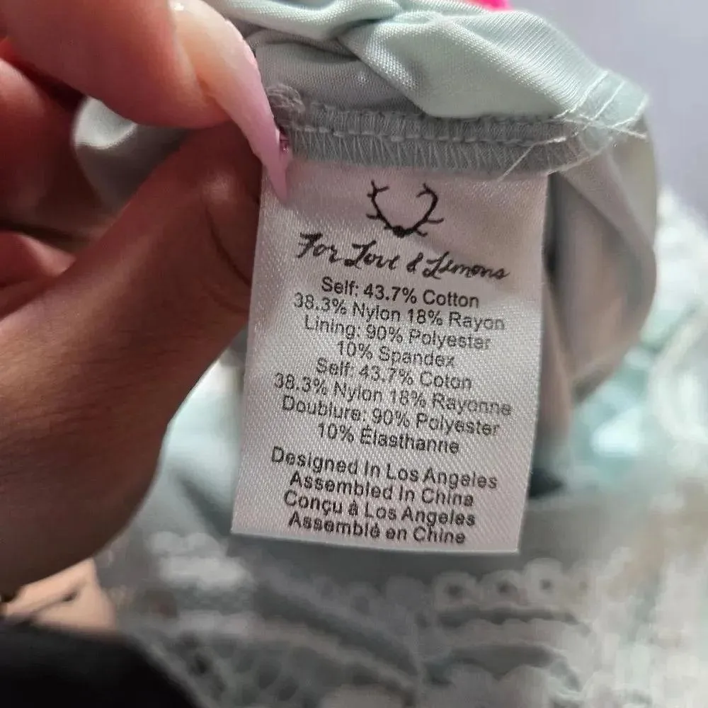 For Love & Lemons Blue Bell Lace Romper Green - Image 10