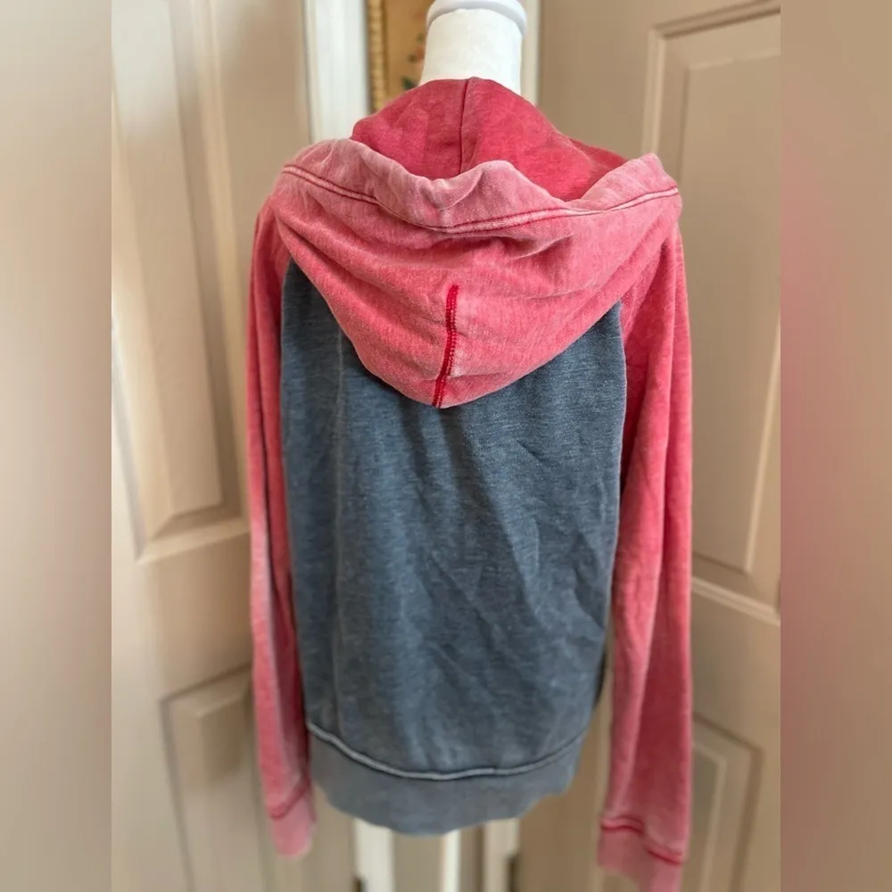Aeropostale red/blue aged color wash full zip raglan sleeve hoodie Unisex Sz. S - Image 4