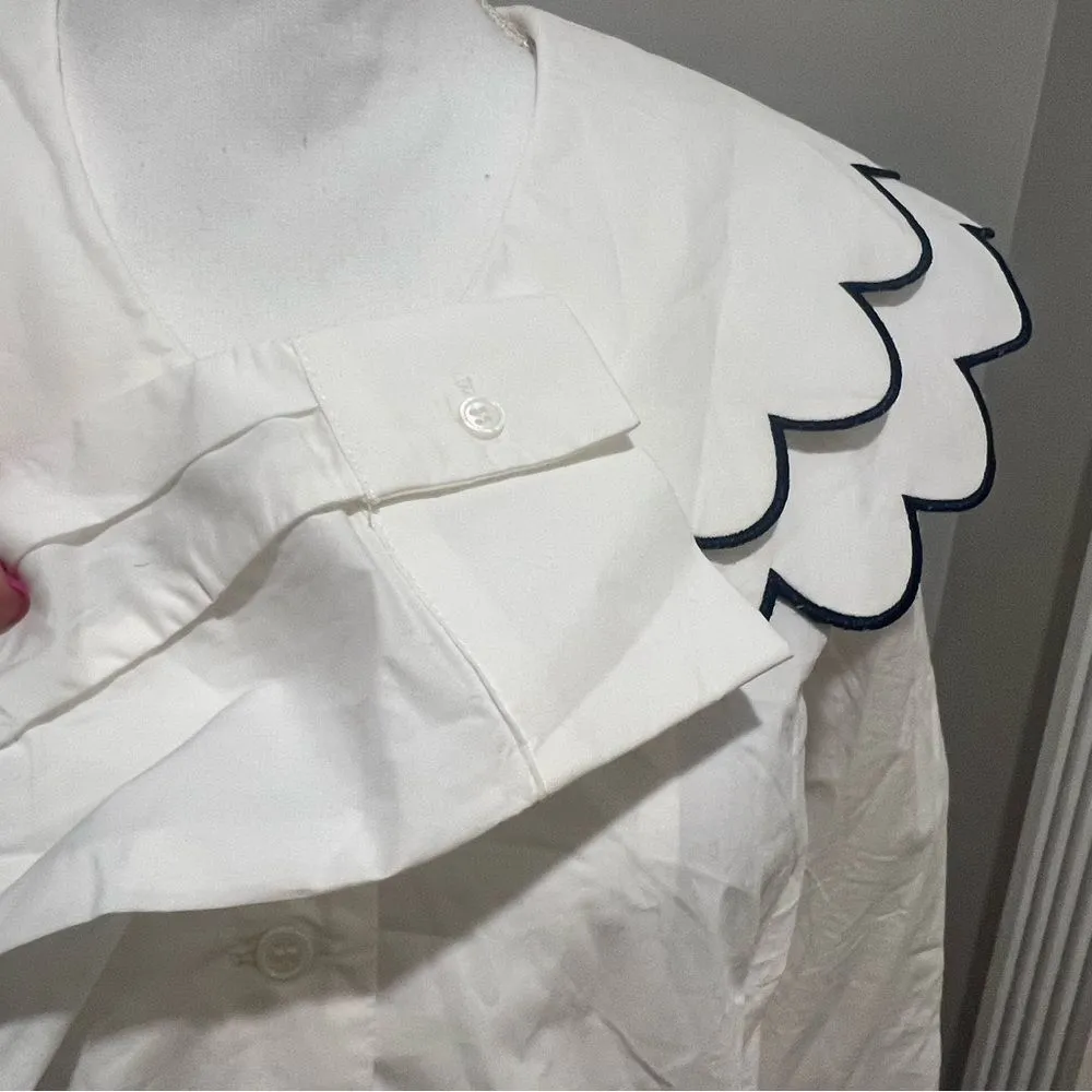 NWT English Factory button down white oversized blouse size small women's - Image 7