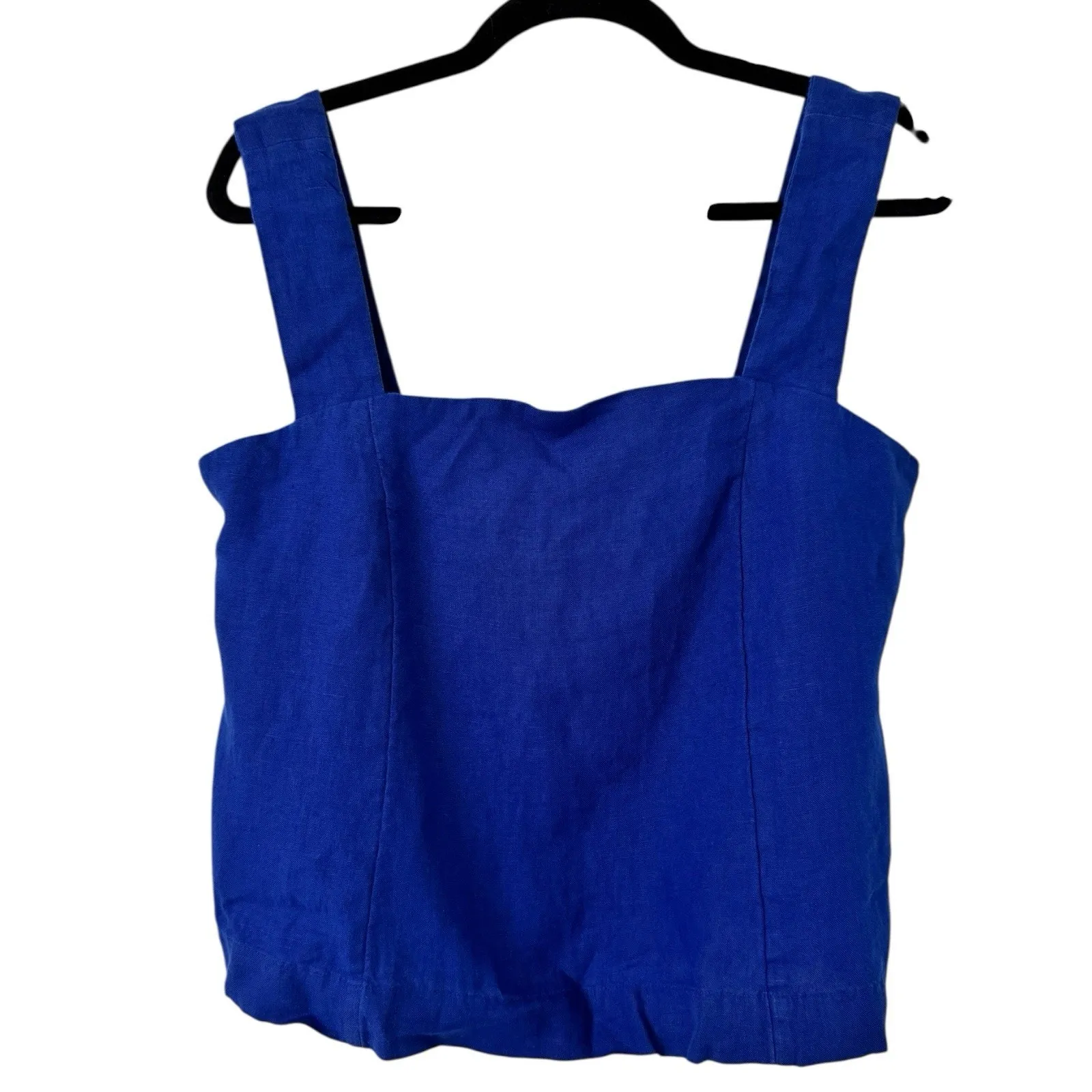 NWT Madewell Curved Neck Shell Tank 100% Linen Bright Sapphire Blue Size 8 - Image 4