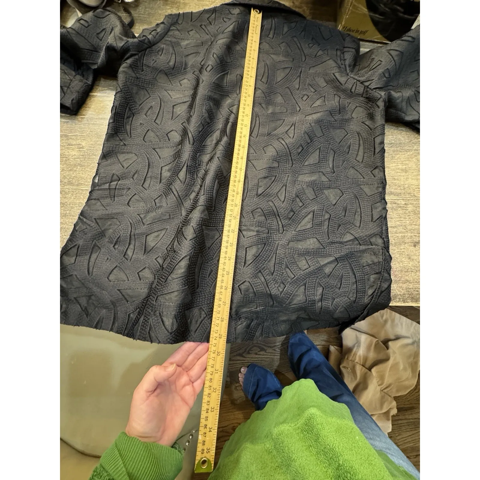 Ming Wang Heritage Fit‎ black semi-sheer button-down blouse or jacket Size Large - Image 12