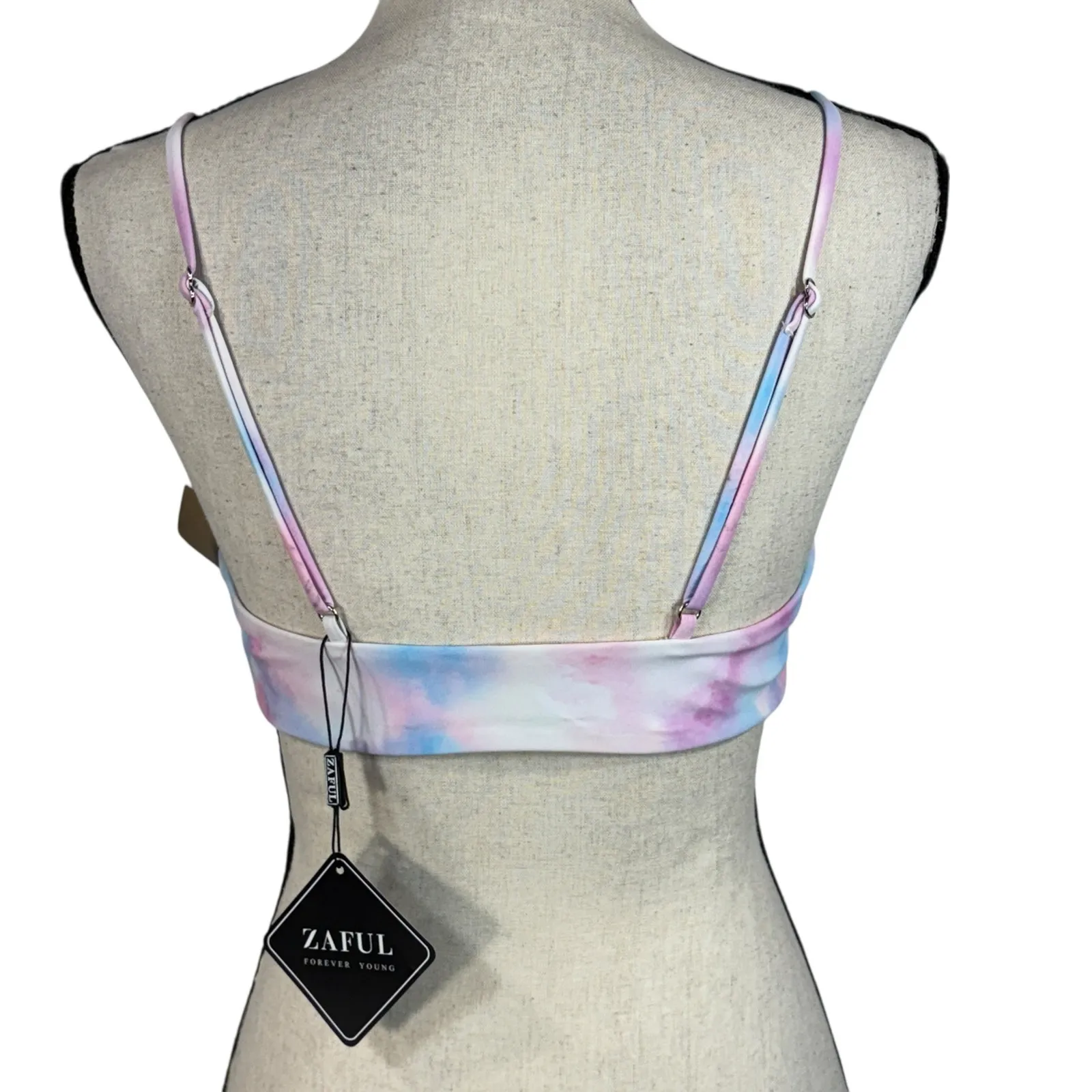 Zaful SZ 6 Bandeau Bikini Swim Top Tie-Dye Padded Cups Adjustable Straps Knotted - Image 4