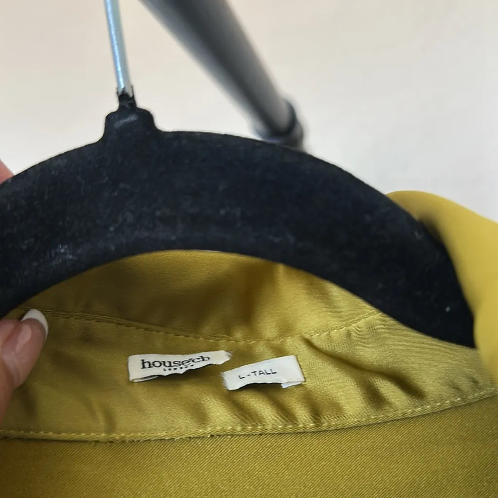 HOUSE OF CB 'Allegra' Chartreuse Pleated Shirt‎ Dress NWOT size L Tall - Image 9