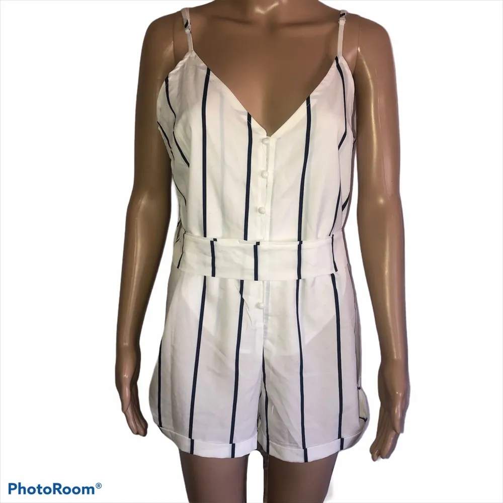 Zaful  striped belted cami romper - Image 4