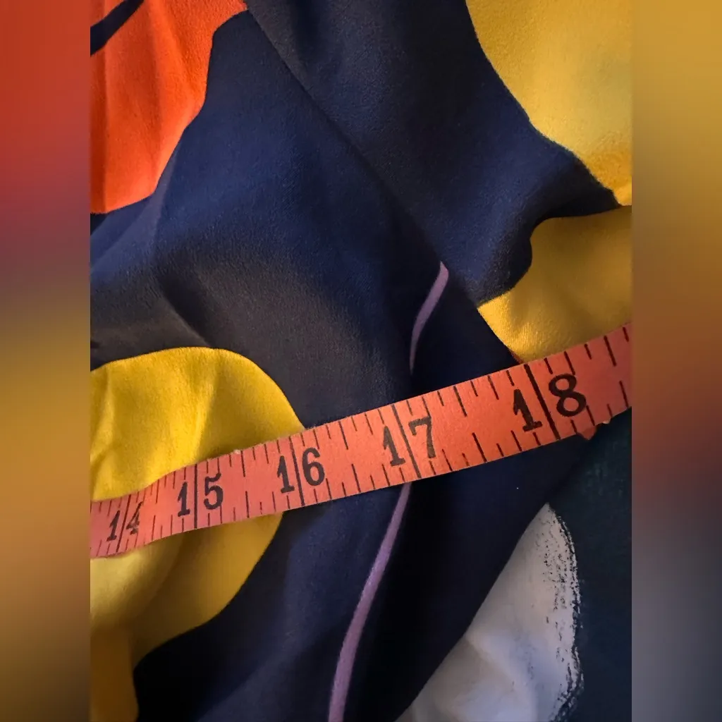 Halogen Women's Long Sleeve Wrap Dress Navy Blue Orange Pink Floral NWOT - Image 5