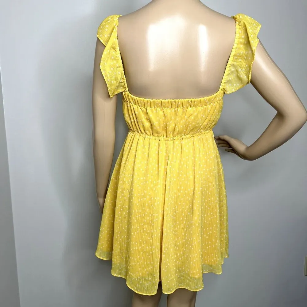 Lulus Yellow Polka Dot Mini Dress - Image 3