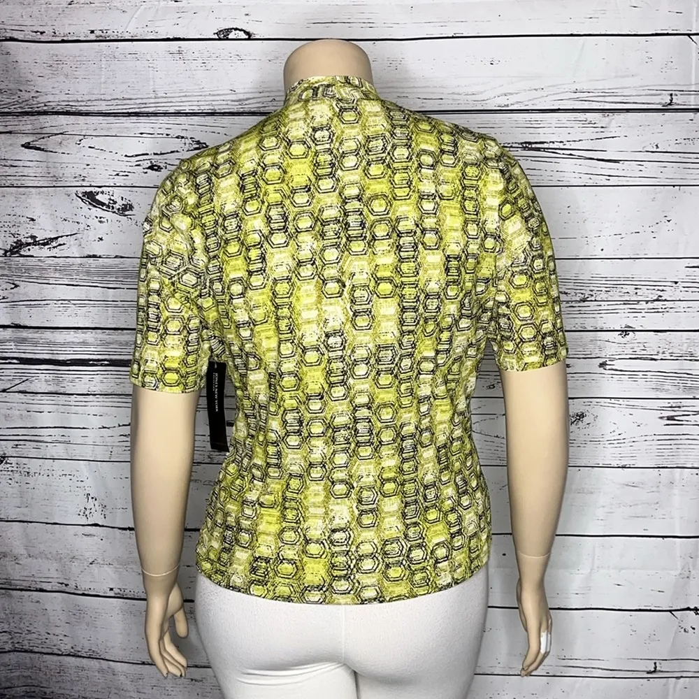 Jones New York Collection NWT XL Green Geometric Print Elbow Sleeve Blouse Top - Image 3