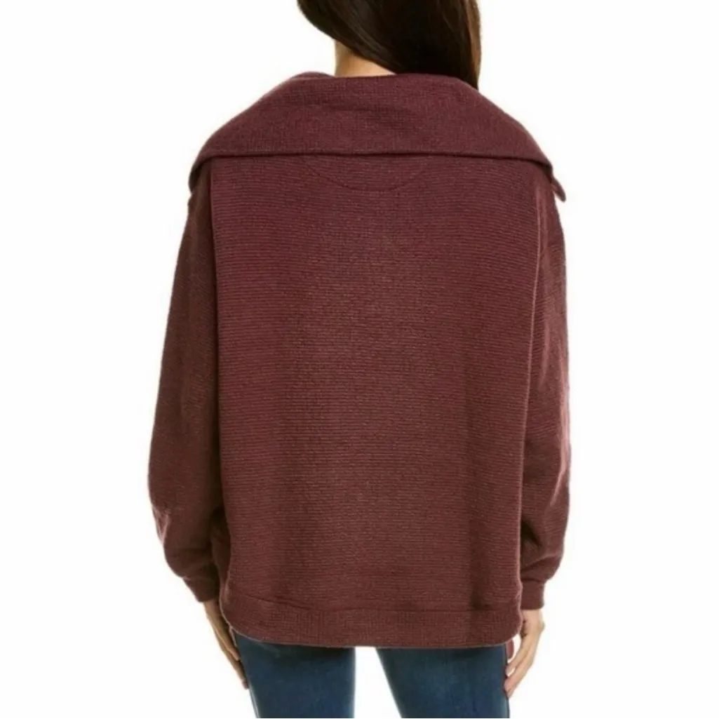 Sweaty Betty Restful Boucle Half Zip Sweatshirt Pullover Top Burgundy Size 8 - Image 2