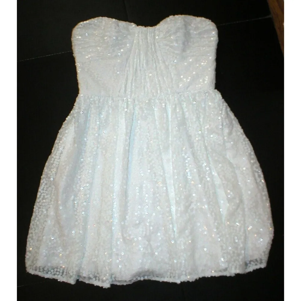 New NWT $385 Womens 8 Jill Jill Stuart White Floral Flower Sequin Dress Beautifu - Image 3