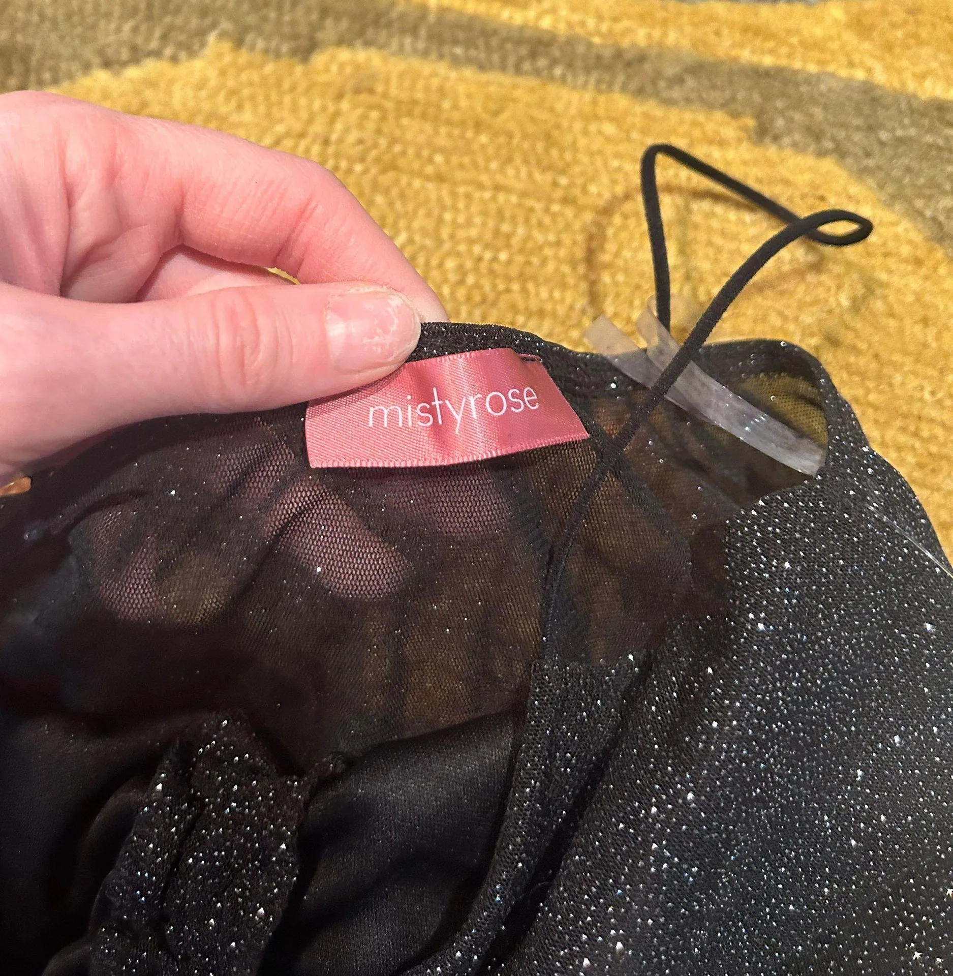 NWT Black Glitter Sparkly Two Piece Matching Set Crop Top Ruched Mini Skirt S - Image 5