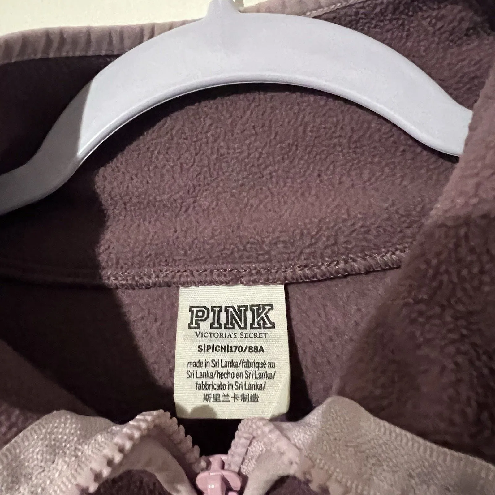 PINK Victoria's Secret Fleece Quarter Zip Cropped Pullover Sweatshirt Women Sz S - Image 5