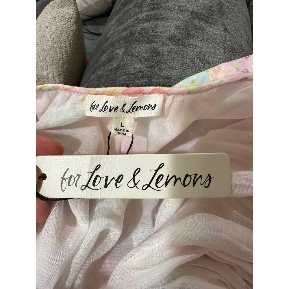 For Love & Lemons Kennedy Floral Print Mini Dress Pink Size Large NWT Open Back - Image 5