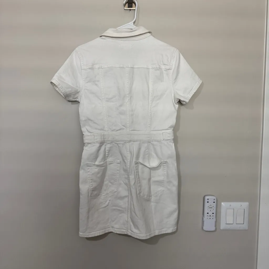 GOOD AMERICAN Fit for Success Denim Utility Dress Denim in Wash White Size M - Image 6