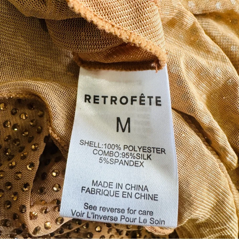 Retrofete shilo embellished silk Tan Evening Gown dress NEW Size M - Image 8