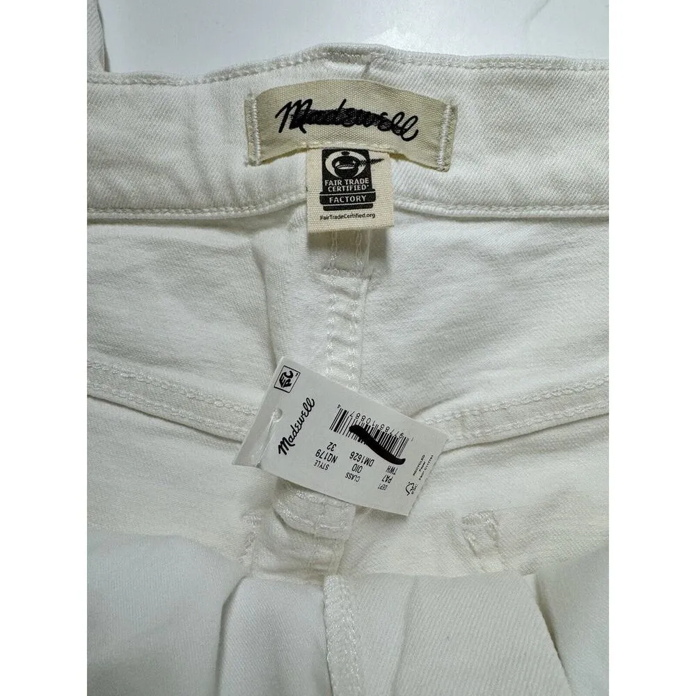 NWT Madewell The 90s Straight Crop Jeans Tile White Raw Hem High Rise Size 32 - Image 11