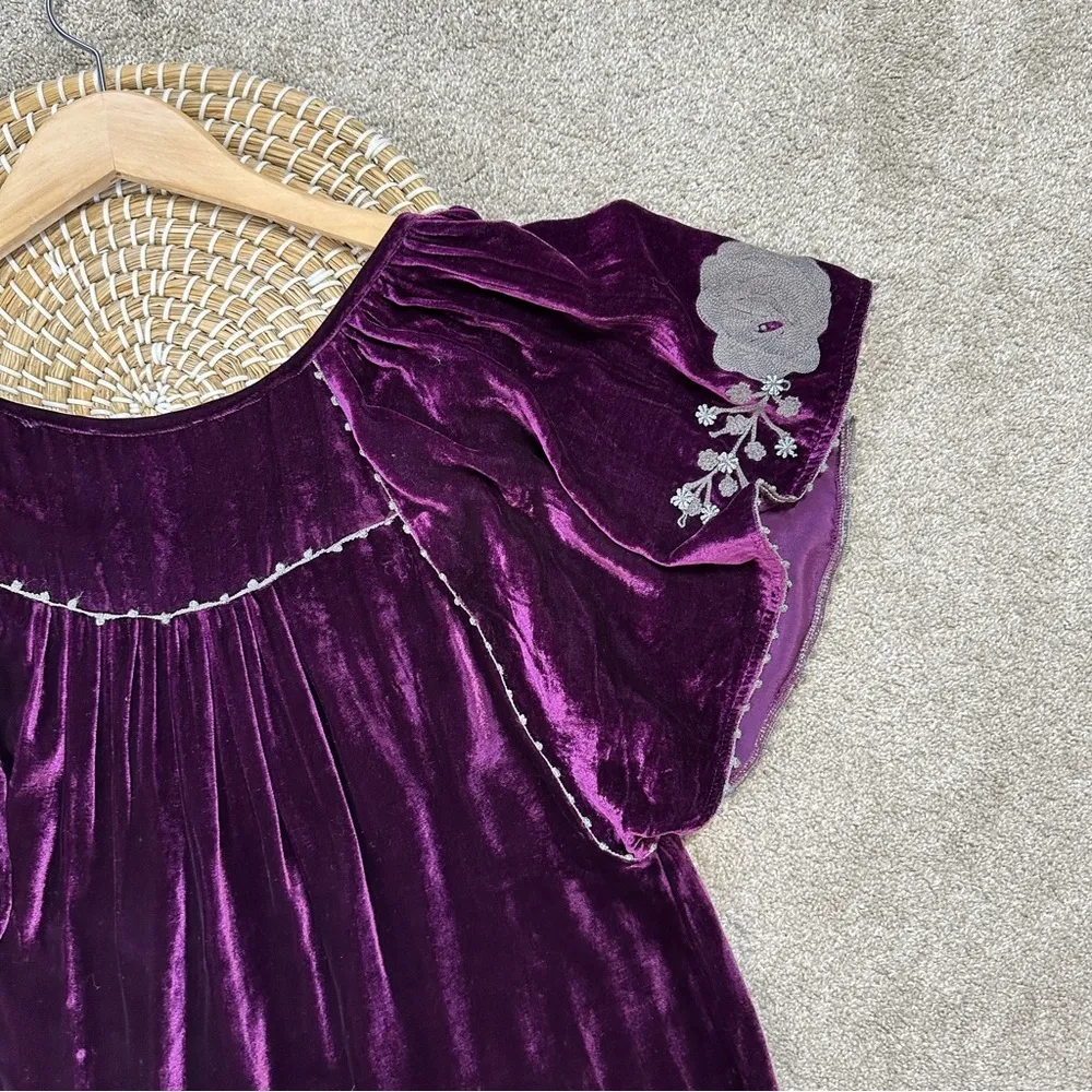Sundance Embroidered Silk Blend Just Devine Tunic Top Purple Velvet Fairy Size M - Image 11