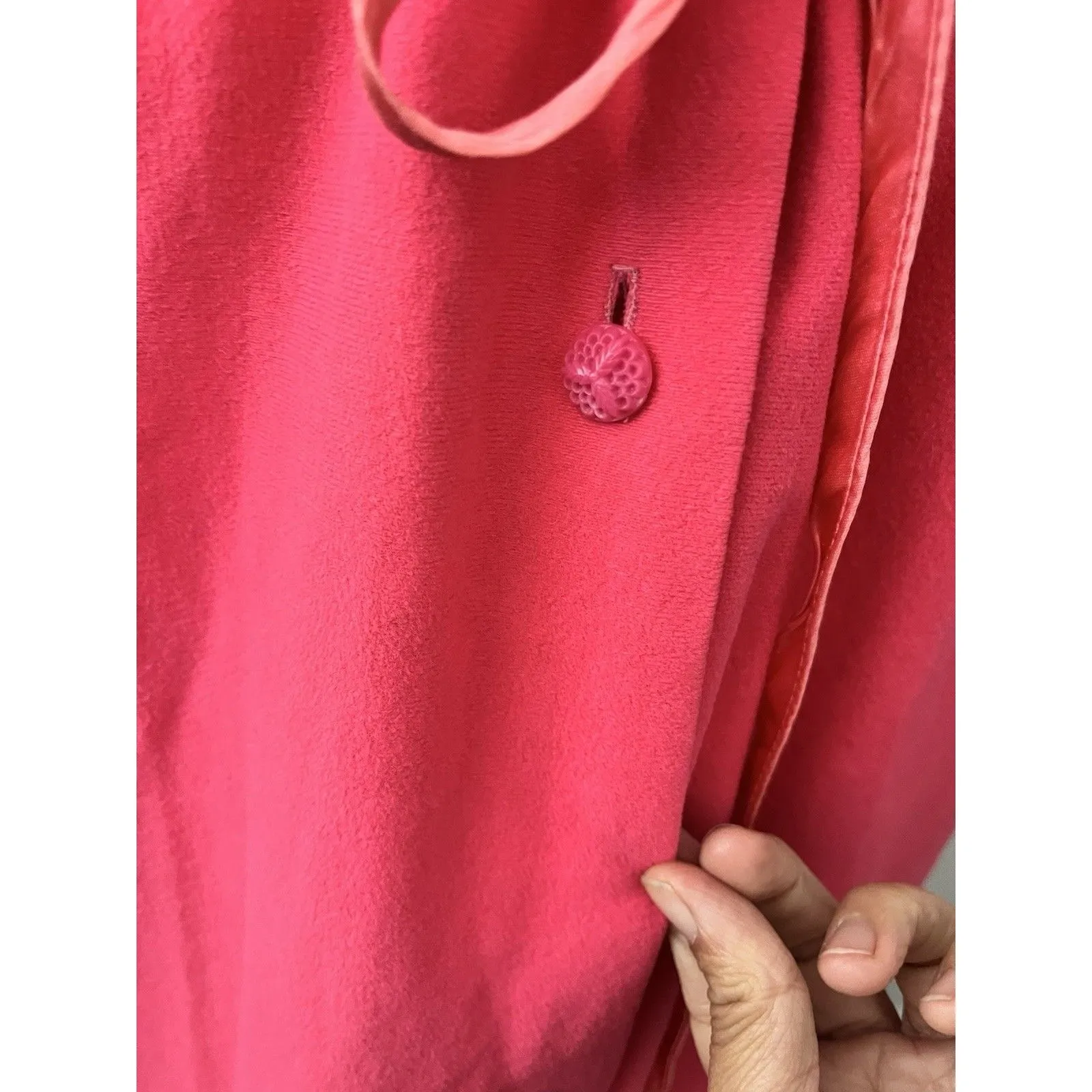 Vtg 70s Hot Pink Dress M Barbiecore Conservative belted ILGWU Church Formal Work Size M - Image 14