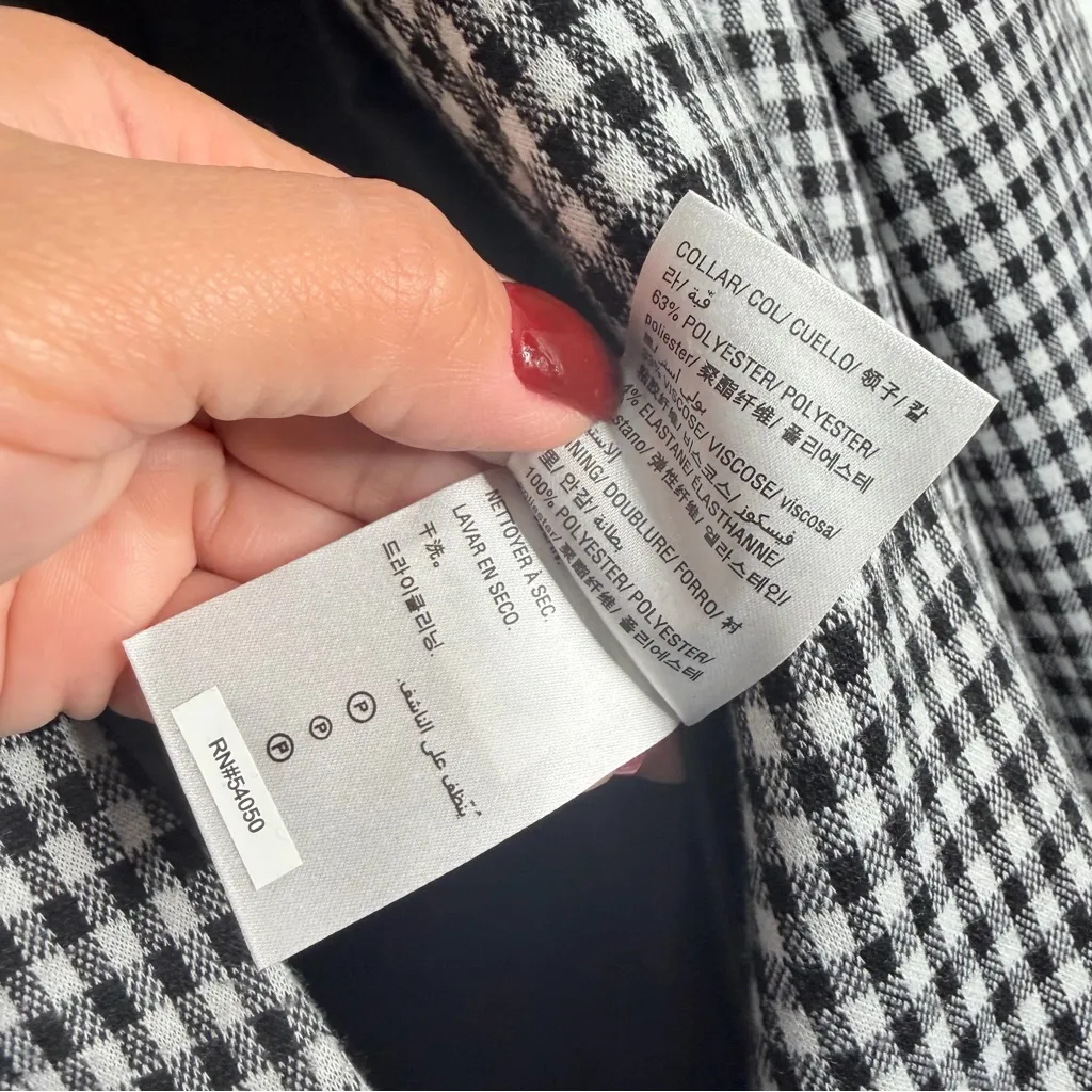 NWOT Bar lll Women’s Black &‎ White Plaid Blazer 14 With Pockets Career Workwear - Image 5