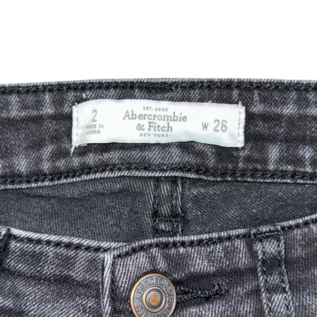 Abercrombie & Fitch Low Rise Micro Mini Black Denim Jean Shorts Sz 2 / 26 y2k - Image 3