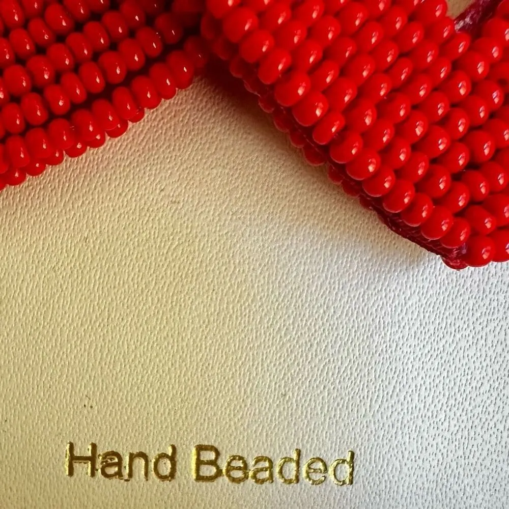 C & C California red hand beaded heart statement earrings - Image 11