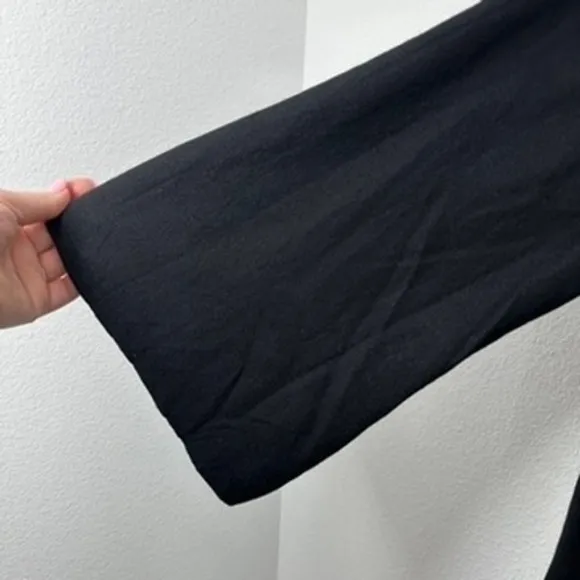 Eileen Fisher Wool Dress Medium M/M Black Long‎ Sleeve Bell Sleeve Minimalist - Image 4