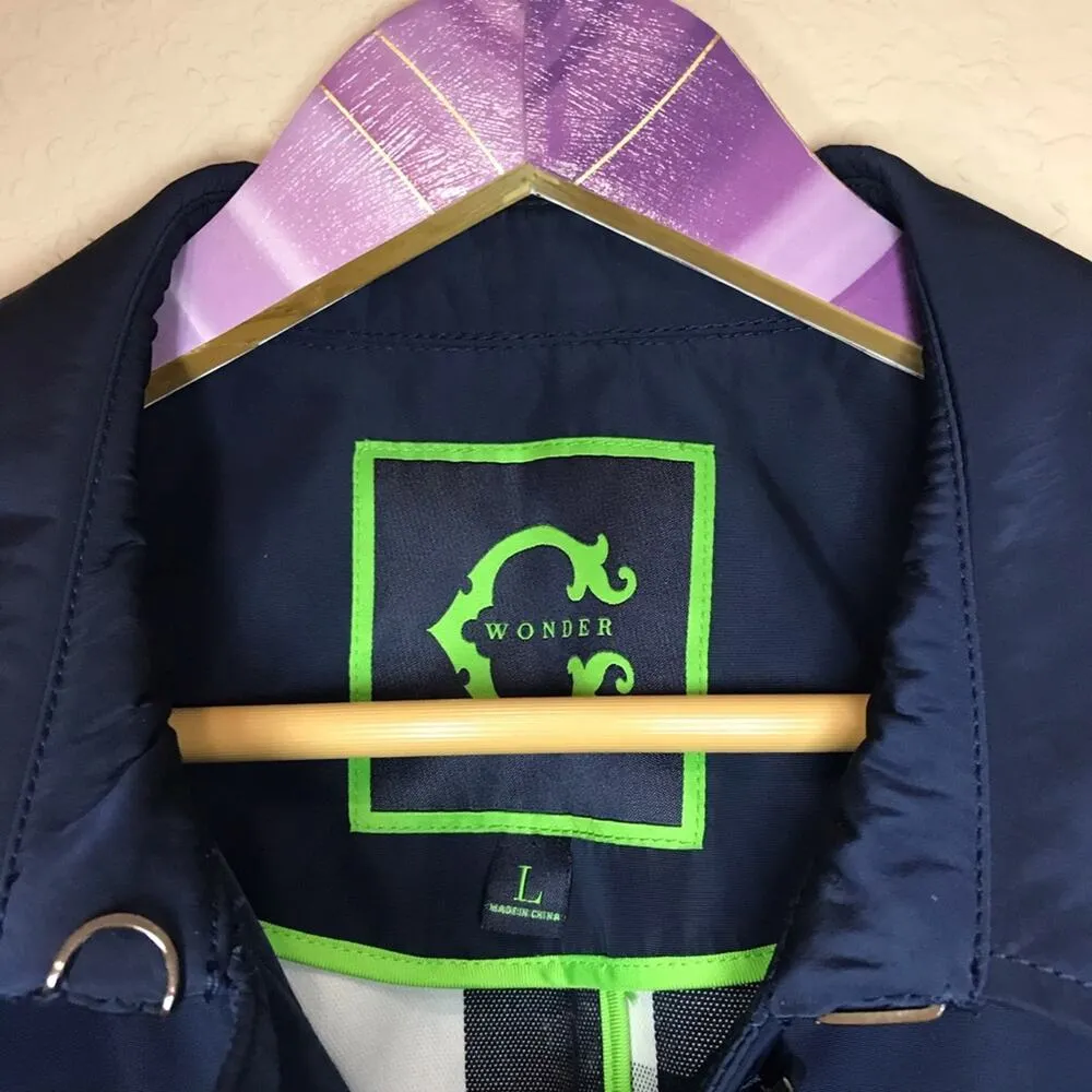 C Wonder navy with check pattern inside Trench Coat Green Size L - Image 3