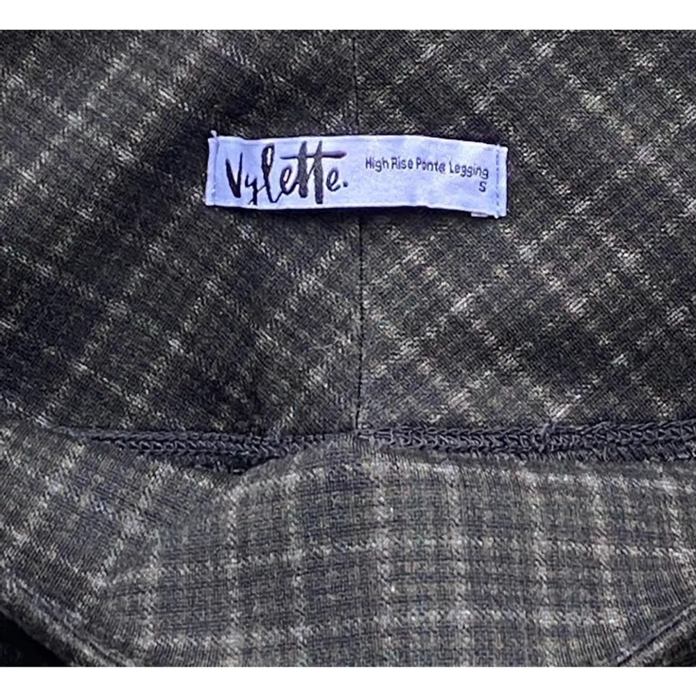 VYLETTE High Rise Black & Gray Plaid Legging Zippers Jegging ~ Women's SMALL - Image 7