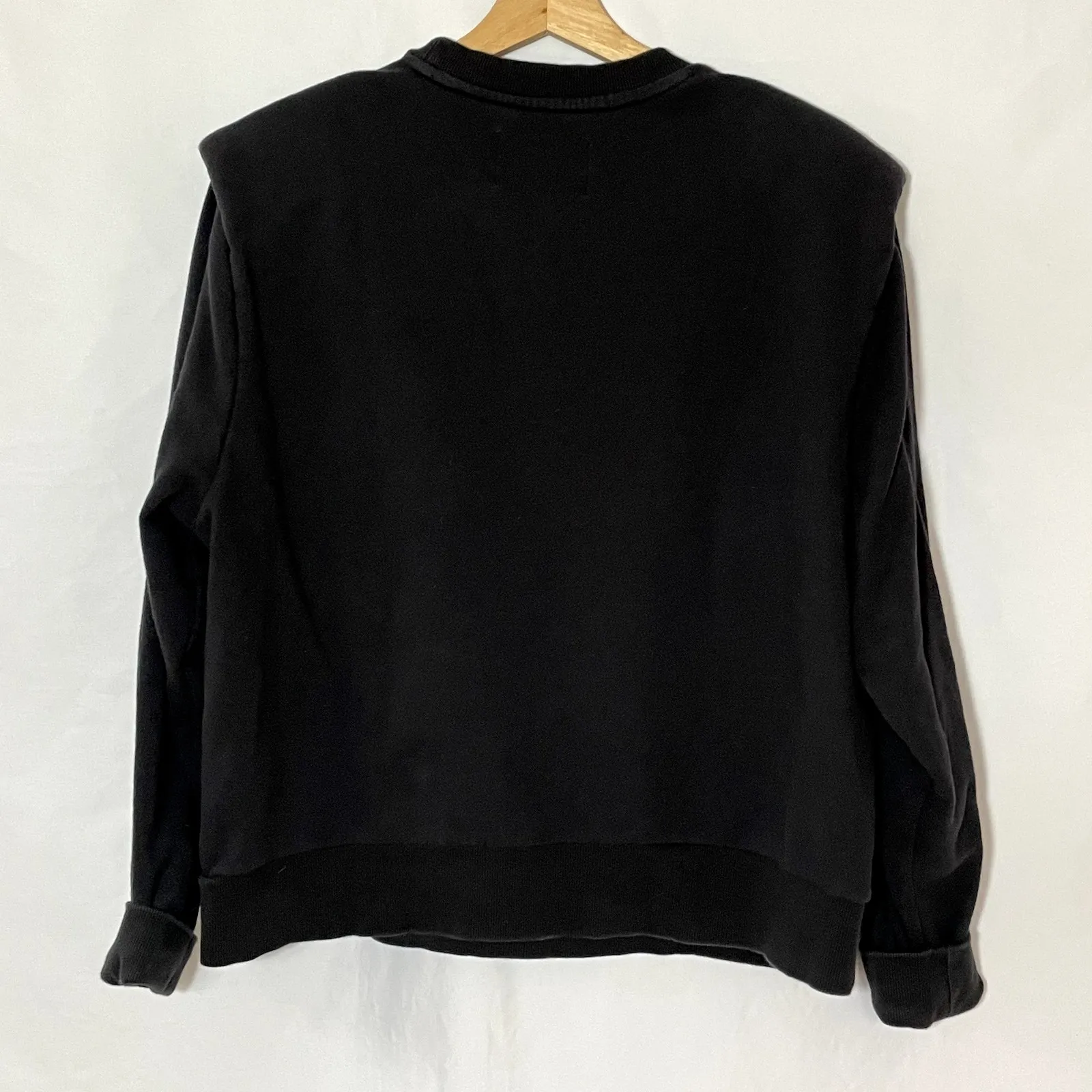 Pistola shoulder pads black sweater crewneck women's size large cotton vintage - Image 7