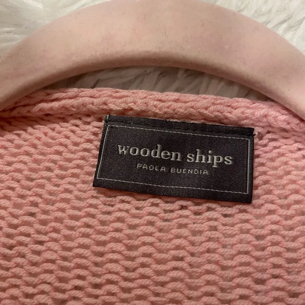 Wooden Ships Seeing Stars Pullover Knit Sweater in Gray Pink Medium - Image 5