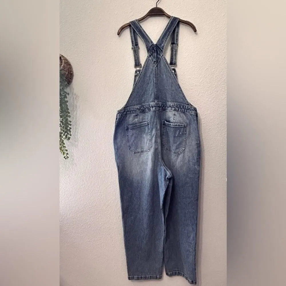 NEW Lane Bryant Straight Leg Denim Bib Overall Medium Wash Size 14 XL - Image 4