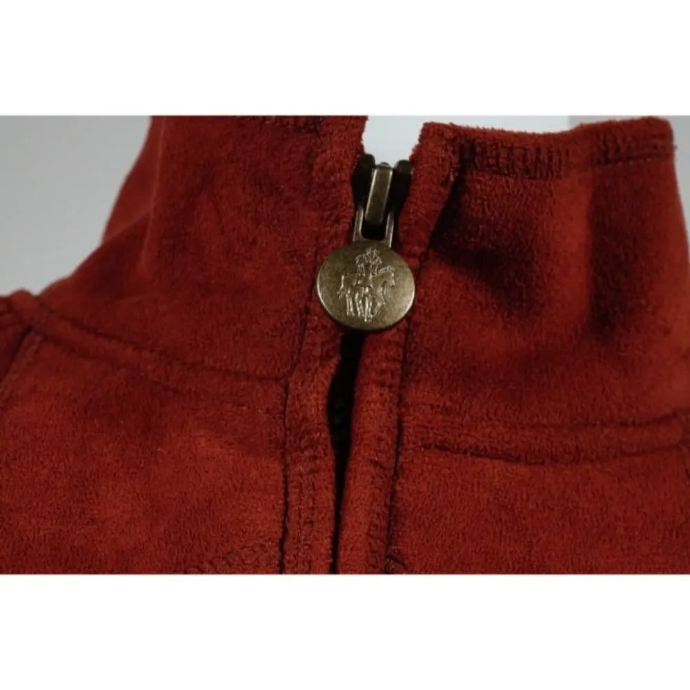 Outback Trading Company Faux Suede Fleece Lined Front Zip Vest Women’s Size S Red - Image 3