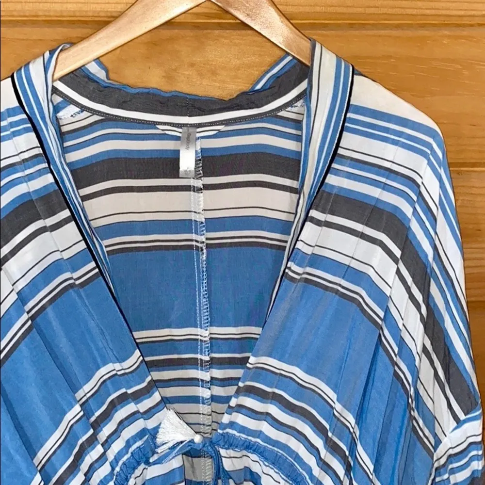 GAPbody blue stripe waist tie cover up / robe - Image 2