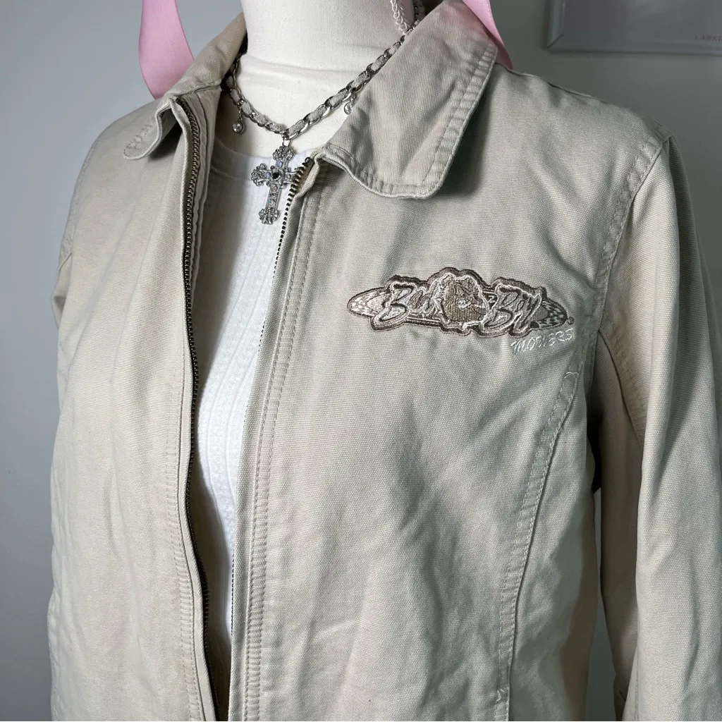 Y2K Cream Zip Detroit Jacket‎ Utility Barn Chore Collared Jacket Womens Medium - Image 3
