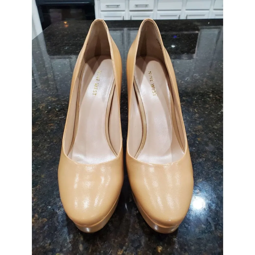 Nine West Nude Women's Patent Leather Closed Toe High Heeled Shoes Size 8.5 M - Image 8