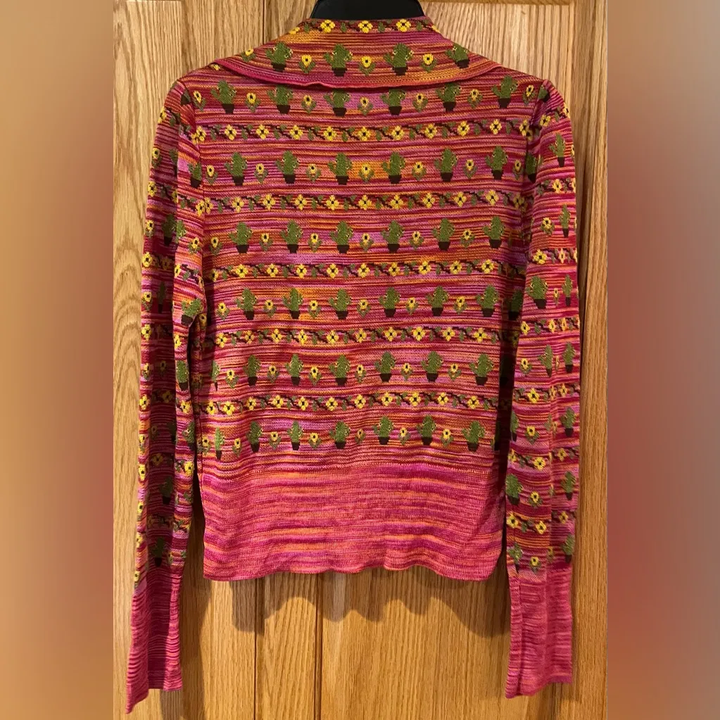ZARA Cactus Flower Jacquard Knit Lightweight Cardigan Sweater Jacket Size‎ Small - Image 14