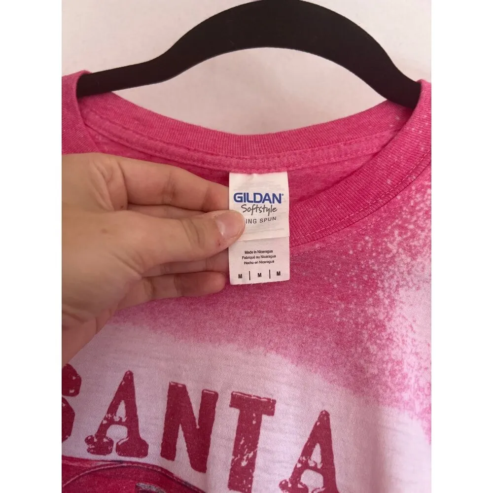 Santa Baby Pink Bleached Christmas Graphic T-Shirt Gildan Softstyle M - Image 3