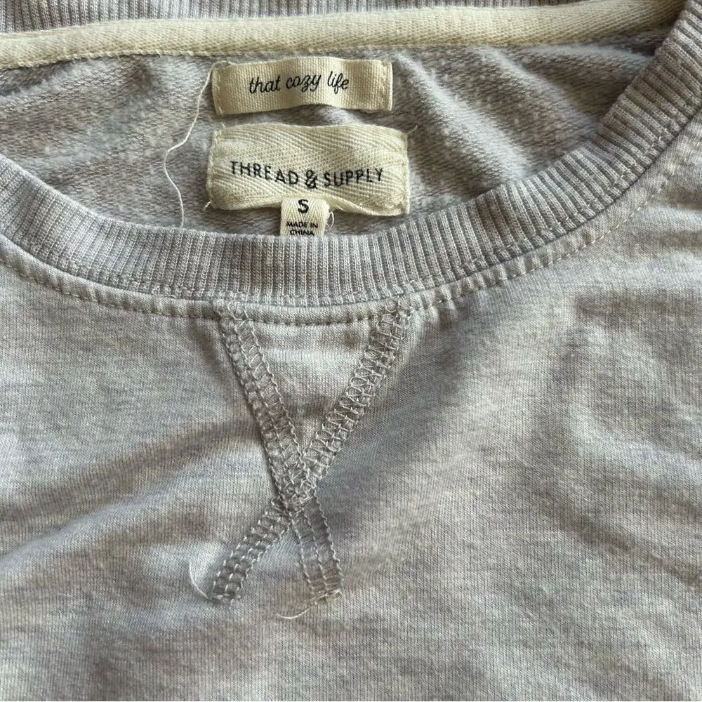 Women’s Thread & Supply Cropped Grey Shirt Size S Gray - Image 2