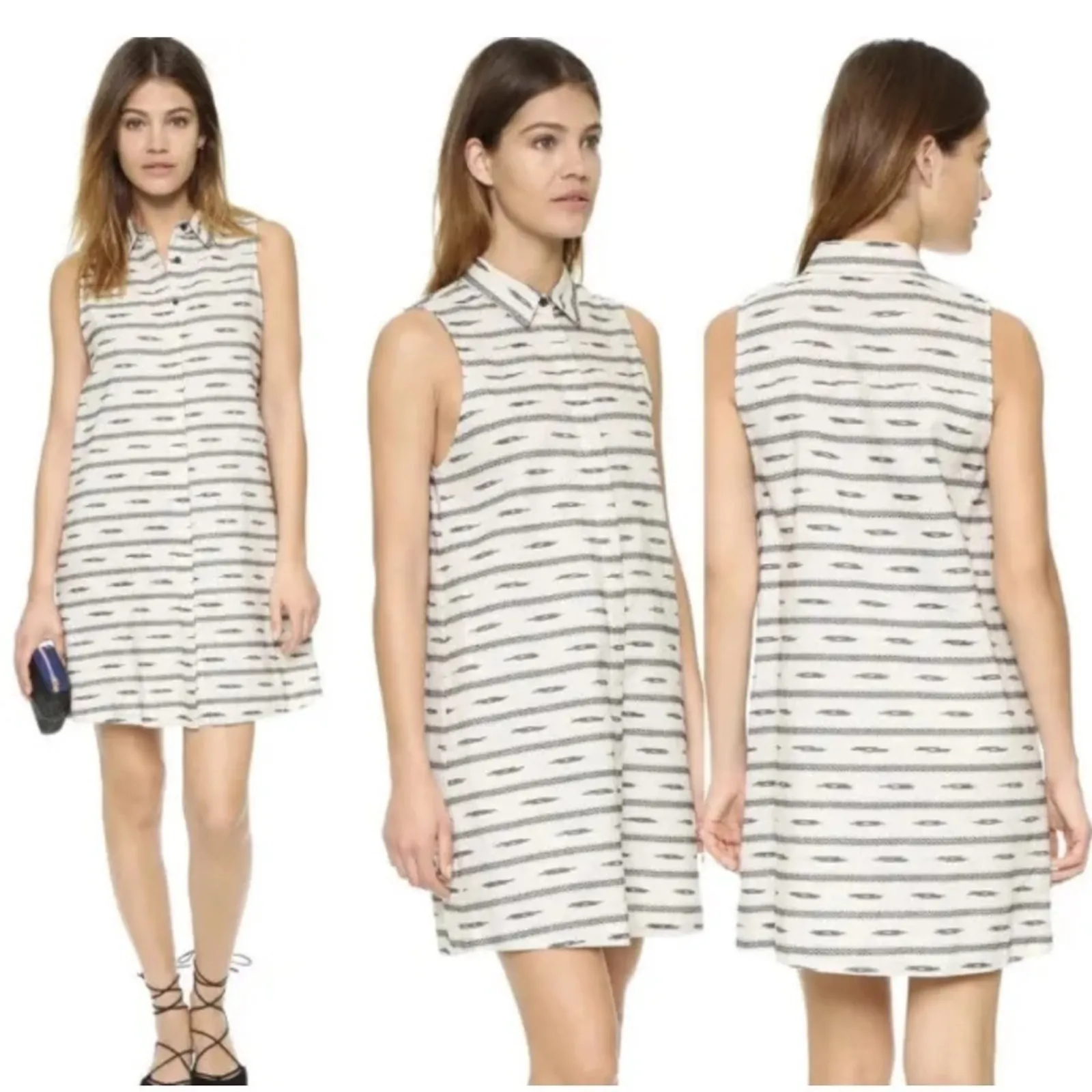 ALICE + OLIVIA Linen Blend Shirt Dress Womens Small Boho Indie Chic Southwestern - Image 13