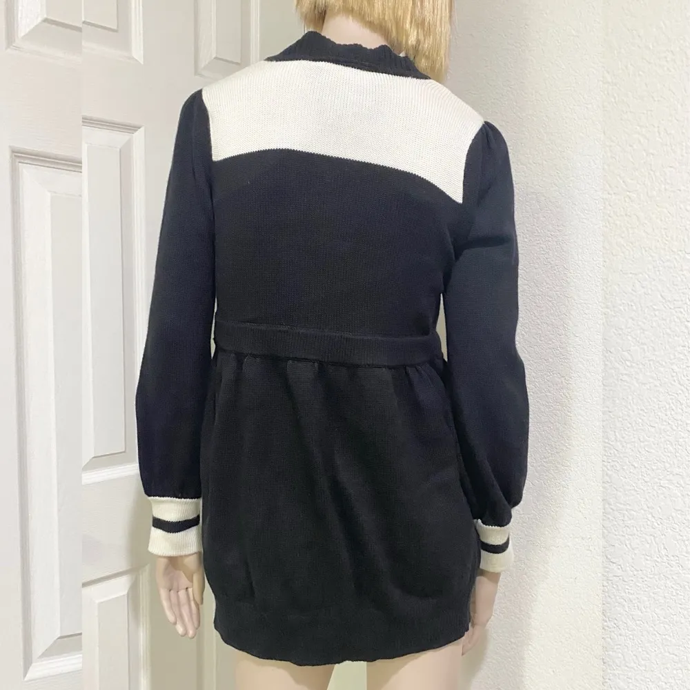 TWELVE by TWELVE Los Angeles Black & White Long Cardigan Sweater Size L - Image 2