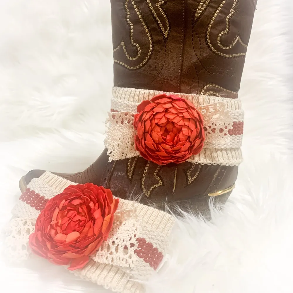 Handmade Removable Women’s Boot Bands/Cuffs Orange - Image 5