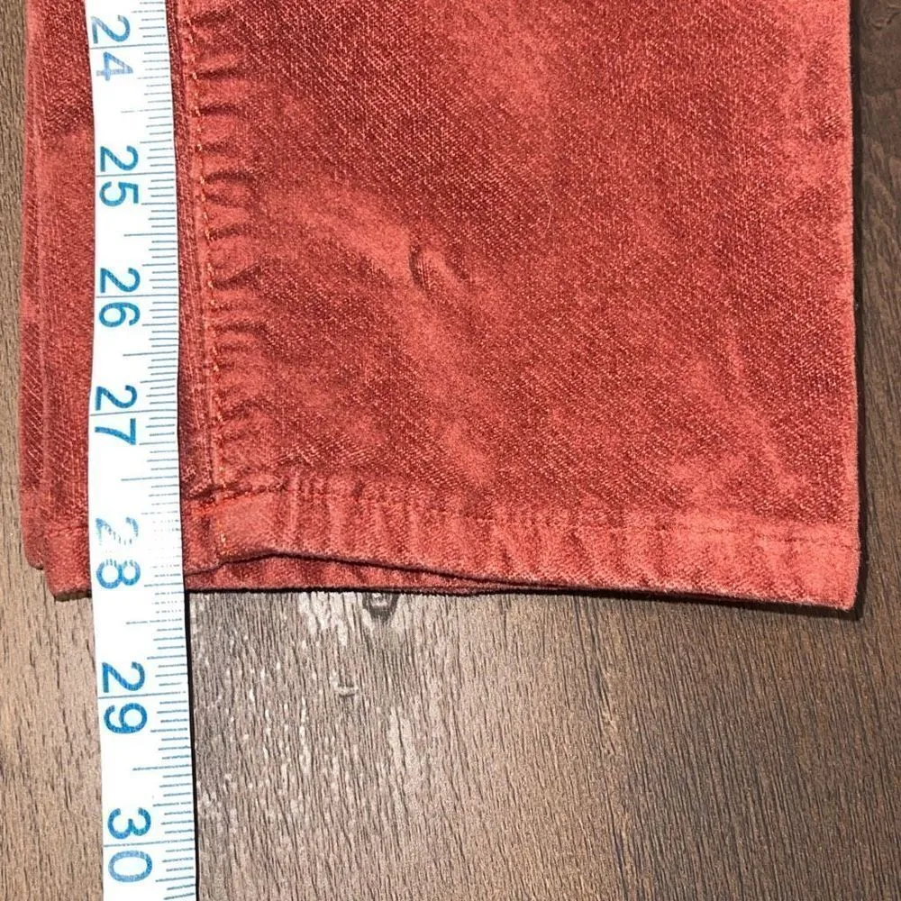 LOFT Womens Cotton Blend High Waist Skinny Leg Velvet Pants Burnt Orang Rust Siz - Image 11