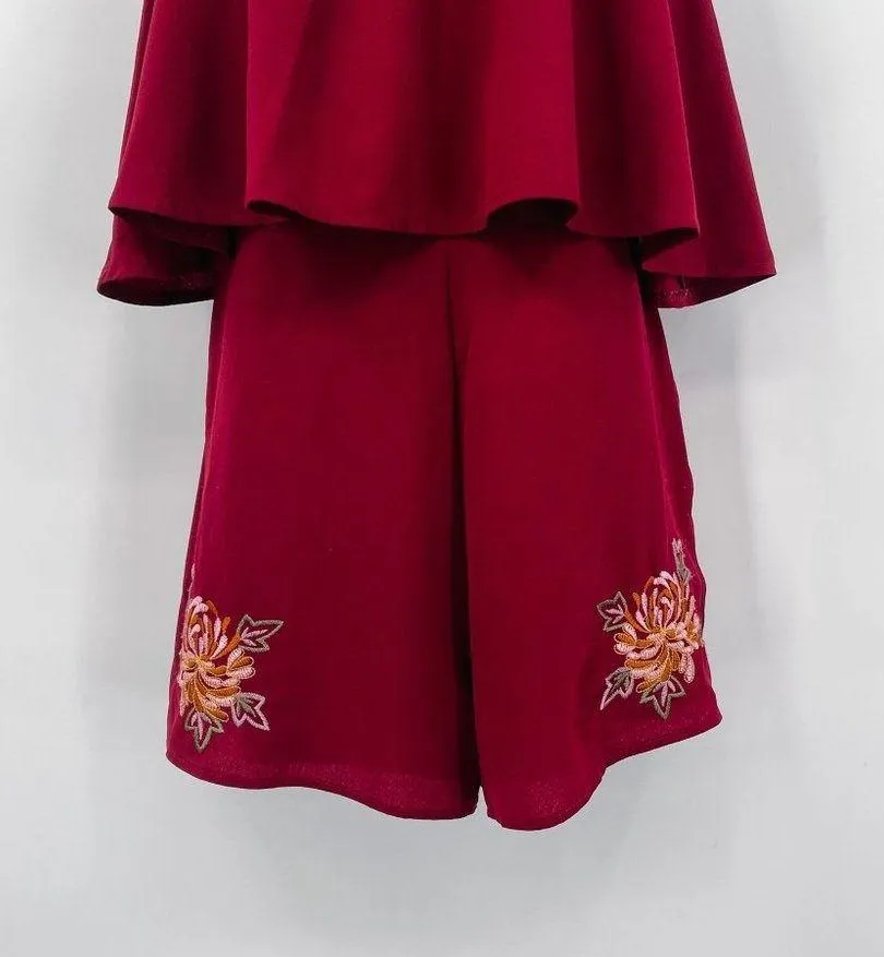 Magnolia South Embroidered Floral Ruffle Halter Tie Flounce Romper Playsuit - Image 5