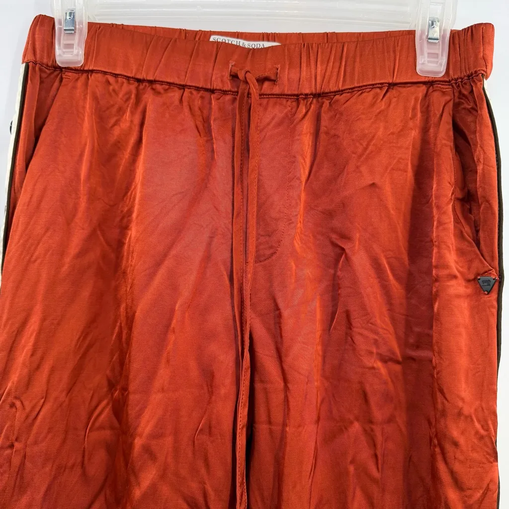 Scotch & Soda Popper Track Tear Away Satin pants rust orange women's S Small - Image 2