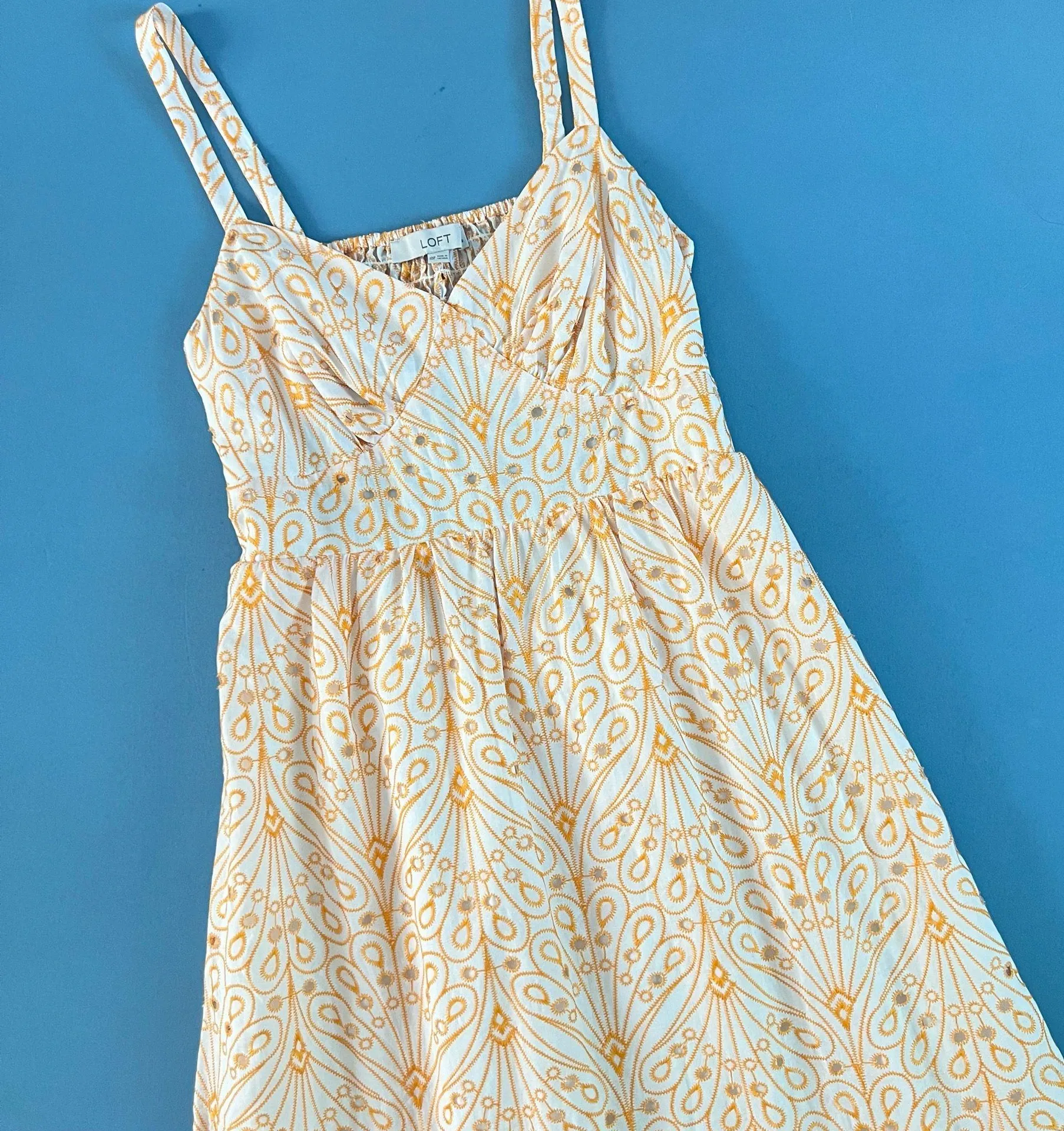 NWT Loft Petite Eyelet Open Back White Tiered Cotton Maxi Dress - Image 5