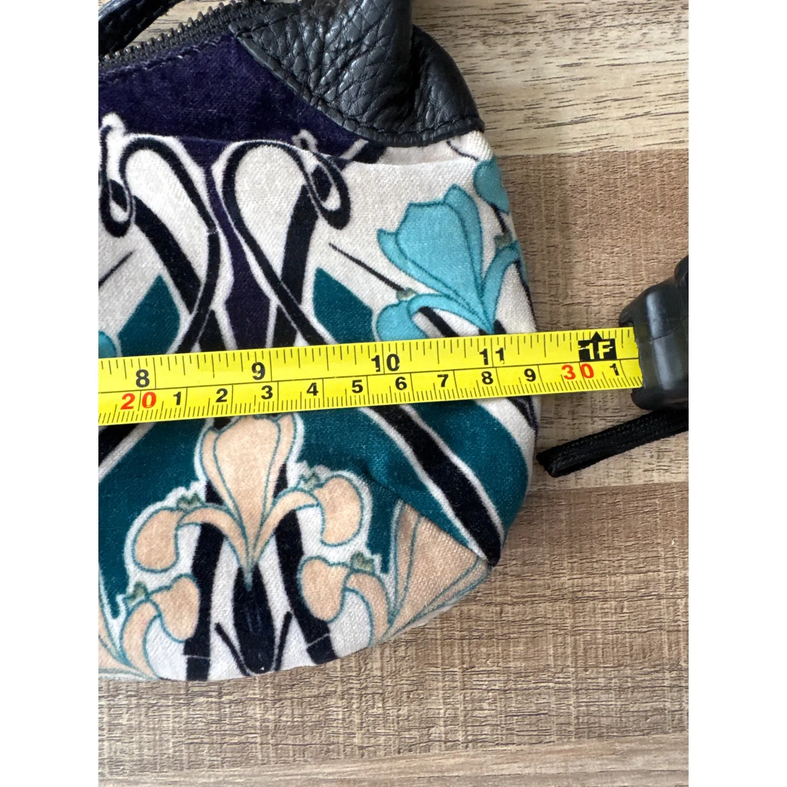 Y2K 90s Paisley Artsy Baroque Floral Banana Velour Republic Small Top Handle Bag - Image 5