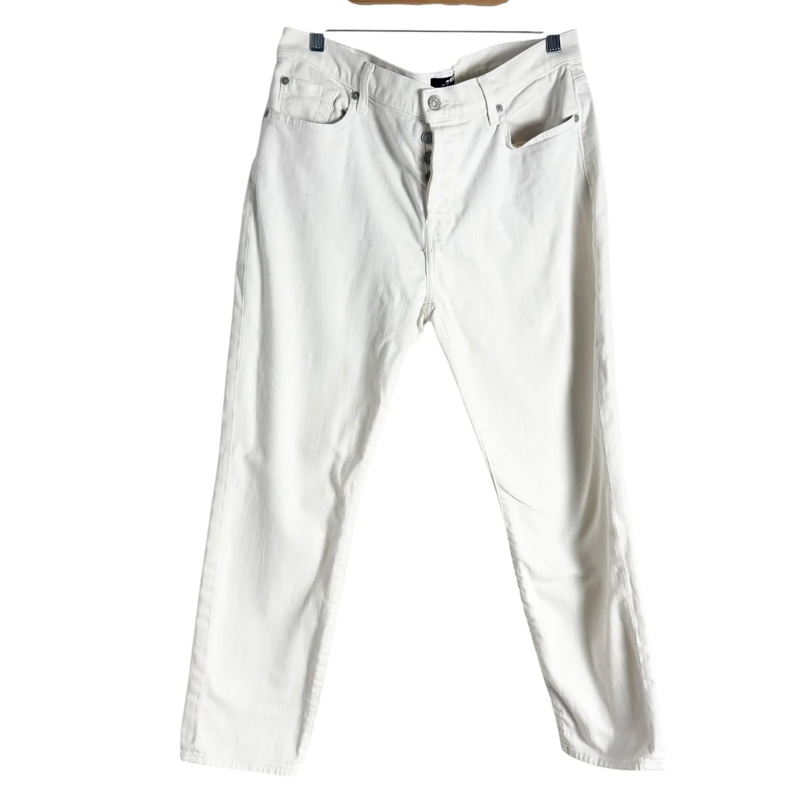 7 For All Mankind White Josefina Slim Denim Boyfriend Jeans Size 31 - Image 4