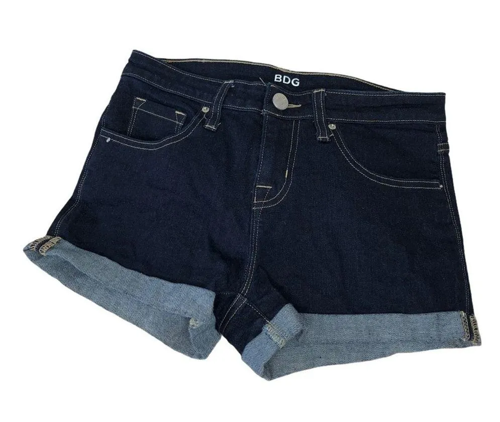 BDG Urban Outfitters Mid Rise Alexa Shortie Denim Dark Wash Jean Shorts size 26 - Image 2